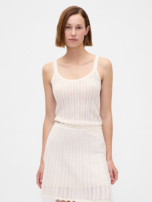Image number 1 showing, 100% Cotton Pointelle Tank Top