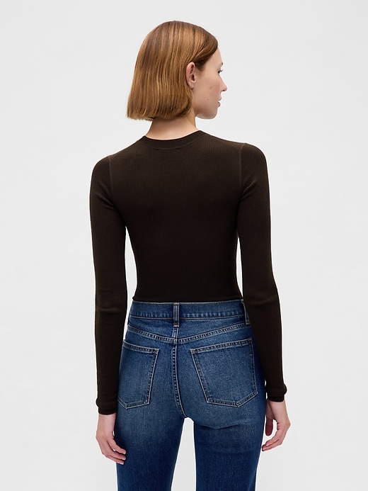 Image number 3 showing, Sheer Rib Sweater Bodysuit