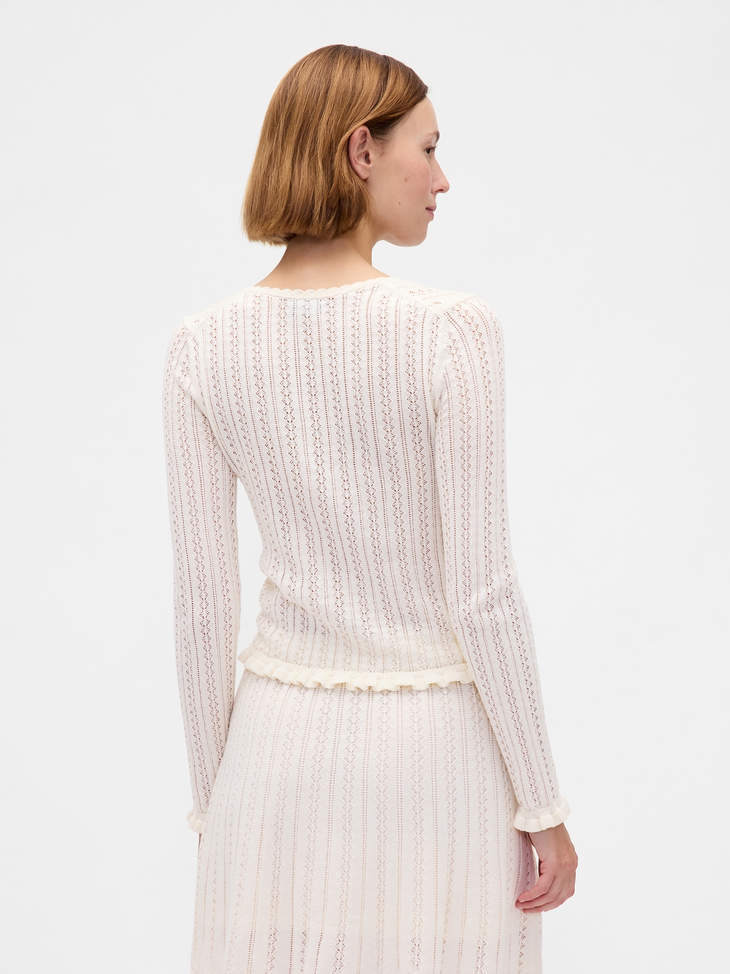 100% Cotton Pointelle Cardigan