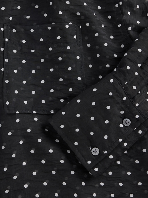 Image number 4 showing, Sheer Oversized Straight-Hem Crop Shirt