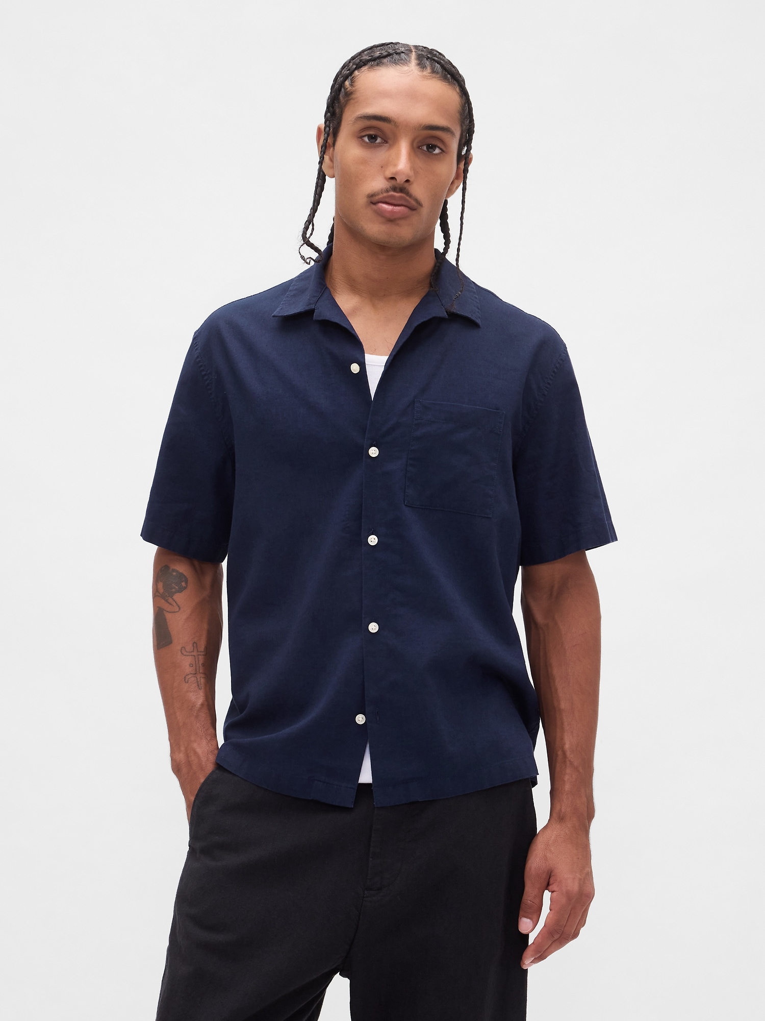 Linen-Cotton Shirt - Dark Night