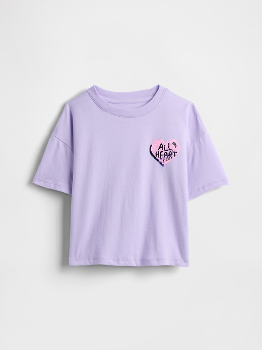 Image number 2 showing, Kids Oversized Flippy Sequin Graphic T-Shirt