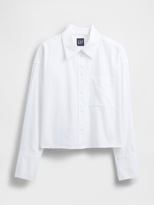 Image number 5 showing, Organic Cotton Oxford Oversized Crop Shirt