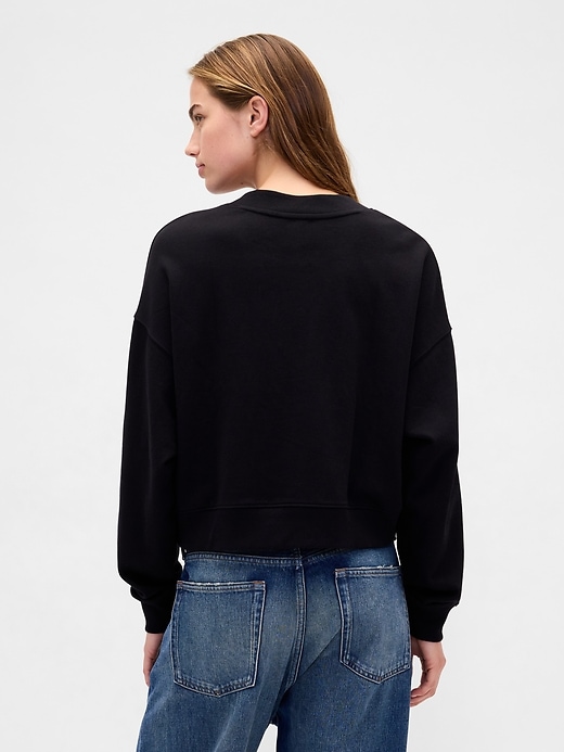 Image number 3 showing, French Terry V-Neck Crop Sweatshirt