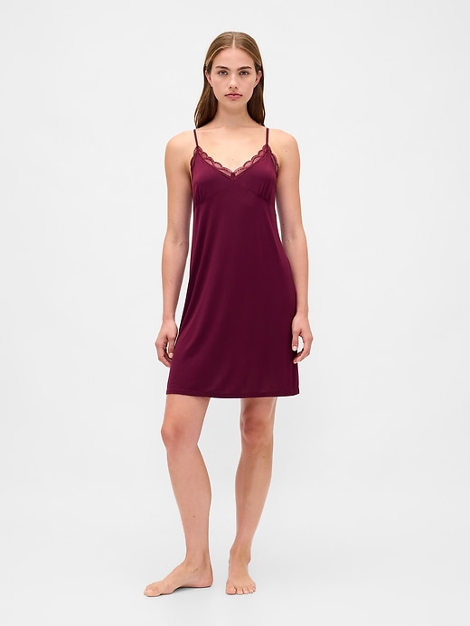 Image number 1 showing, Modal Lace-Trim PJ Dress