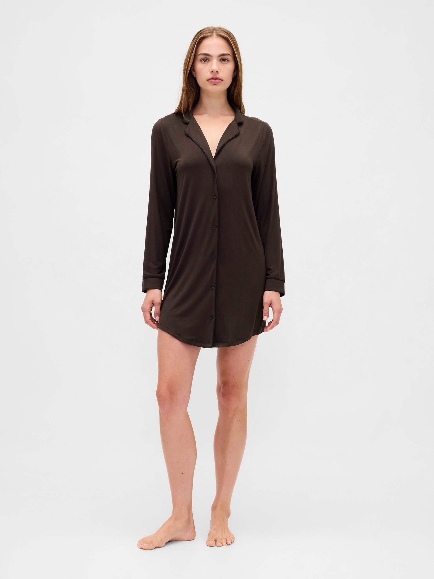 Gap Softest Modal Pj Shirtdress In Brown