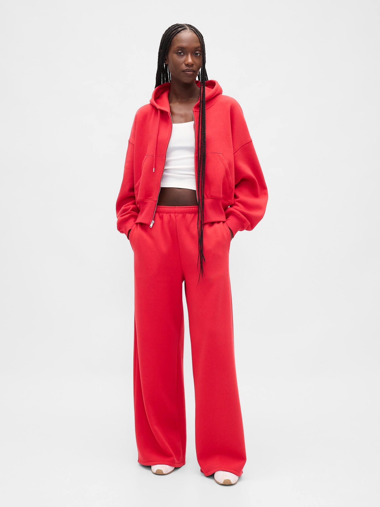 VintageSoft Baggy Wide-Leg Sweatpants - Modern Red