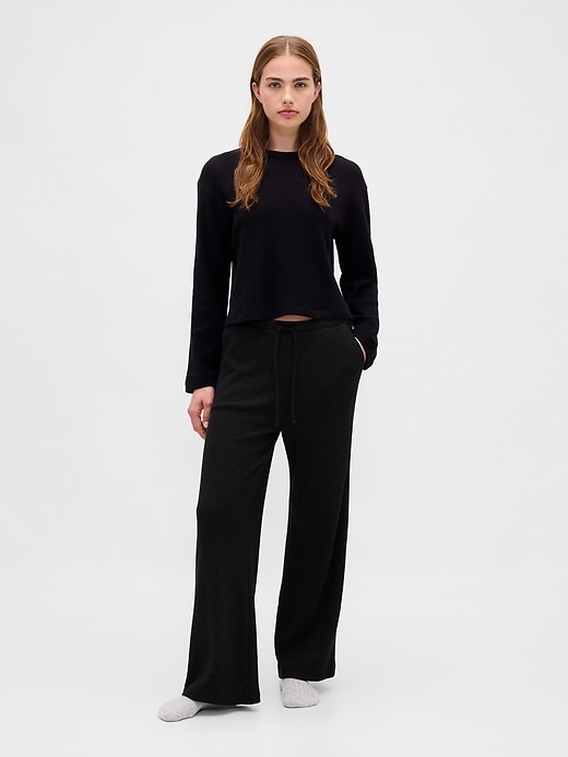 1 of 8 showing, with the color Black of product Waffle Wide-Leg PJ Pants