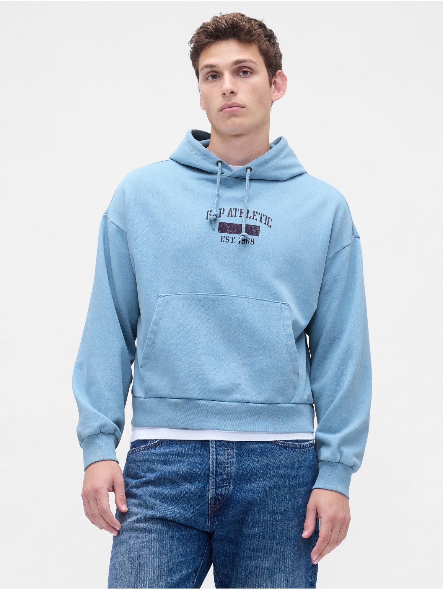Heavyweight Oversized Logo Hoodie - Blue Stone