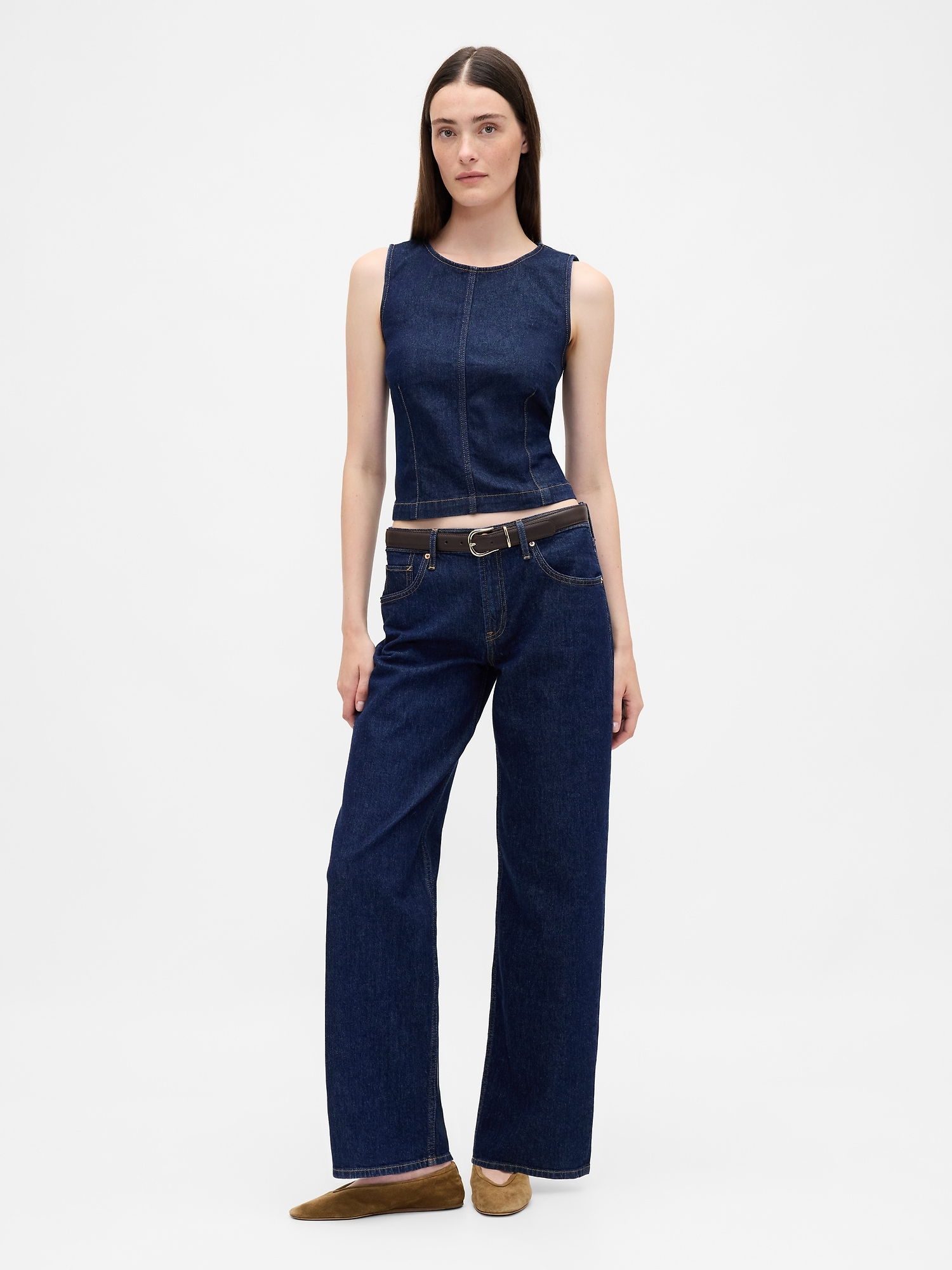 Low Rise '90s Loose Jeans - Dark Blue Indigo