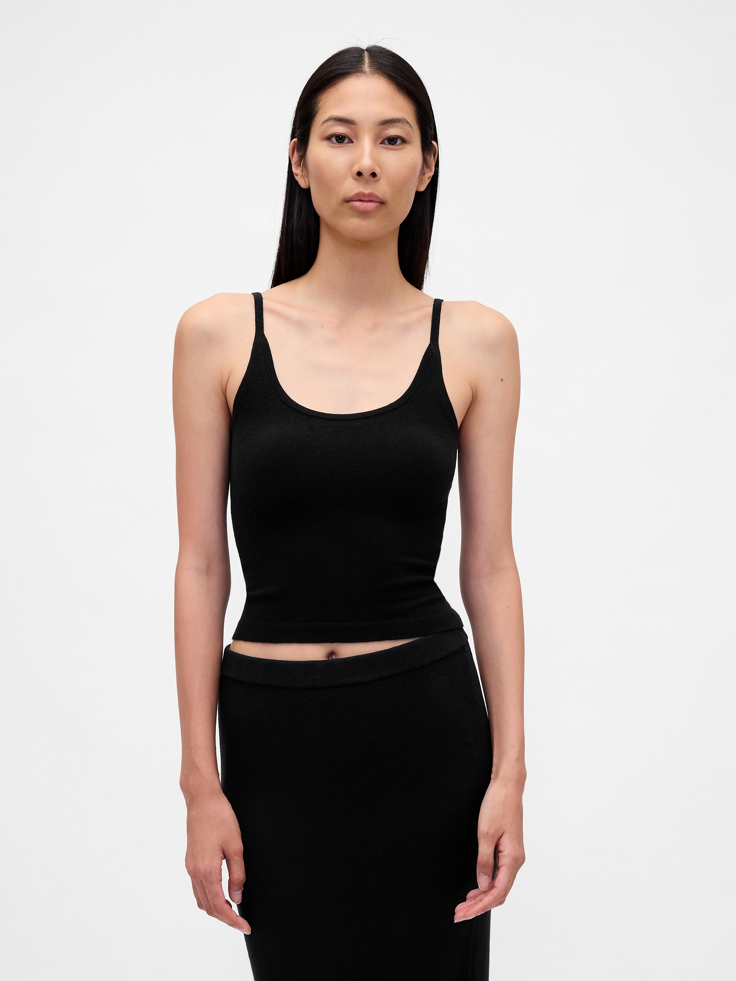 CashSoft Stretch Crop Tank Top - Black