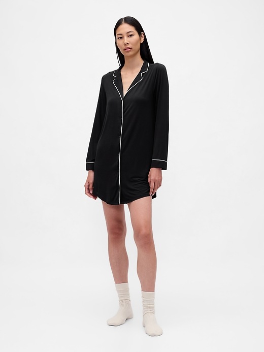 1 of 8 showing, with the color Black of product Modal PJ Shirtdress