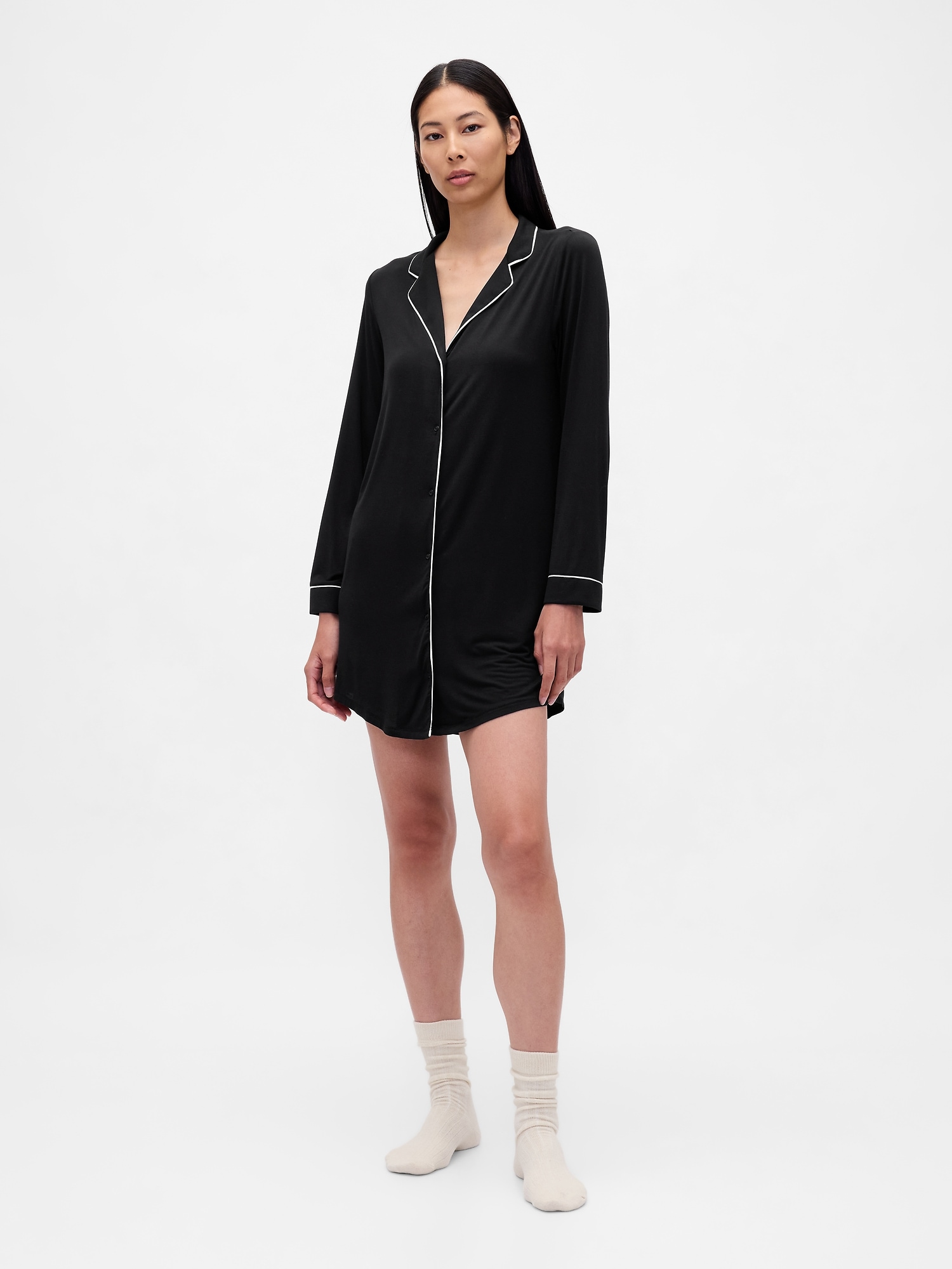 Modal PJ Shirtdress - Black
