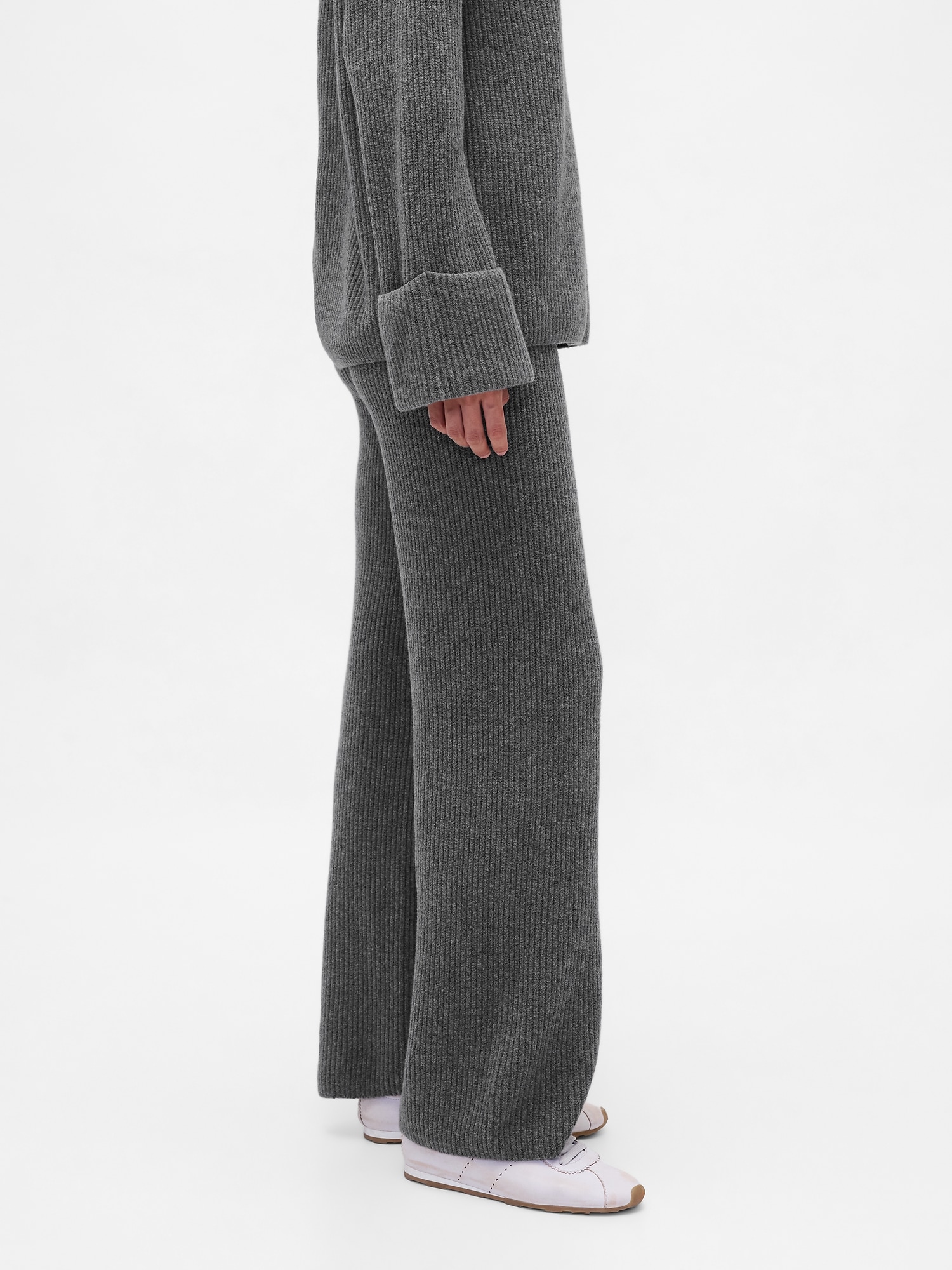 Женские брюки Gap CashSoft Shaker-Stitch Sweater Pants, цвет: Угольный меланжевый серый — фото 3