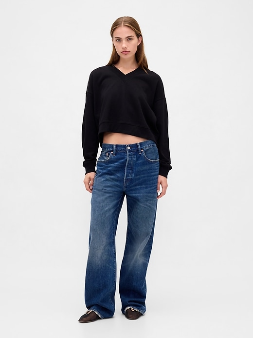 Image number 2 showing, French Terry V-Neck Crop Sweatshirt