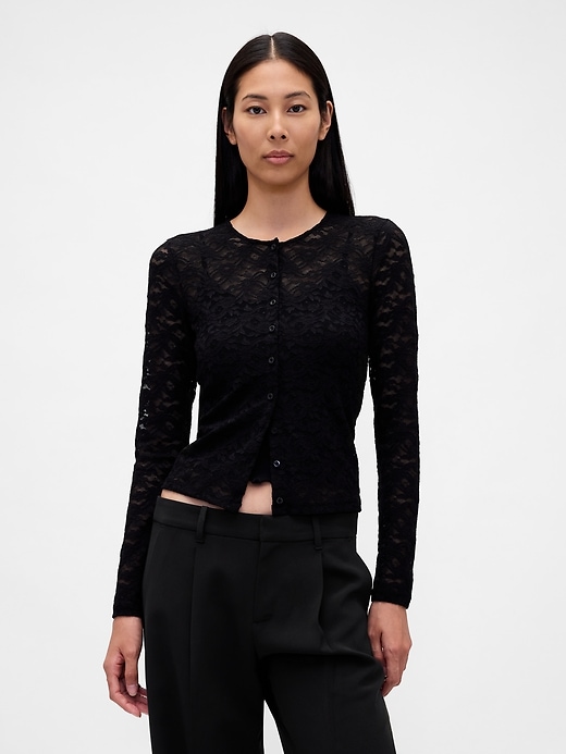 1 of 8 showing, with the color Black of product Lace Cardigan