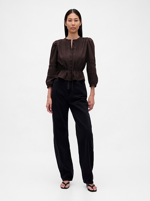 Image number 2 showing, Lace-Trim Voile Crop Top