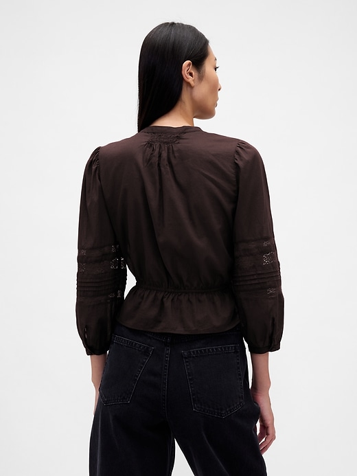 Image number 3 showing, Lace-Trim Voile Crop Top