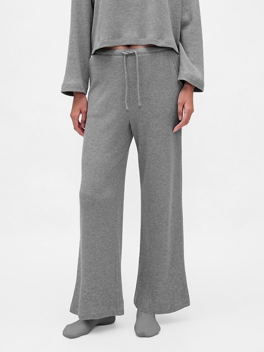 2 of 8 showing, with the color Light heather grey of product Waffle Wide-Leg PJ Pants