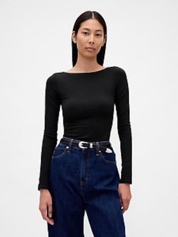 CloseKnit Jersey Boatneck Open-Back T-Shirt