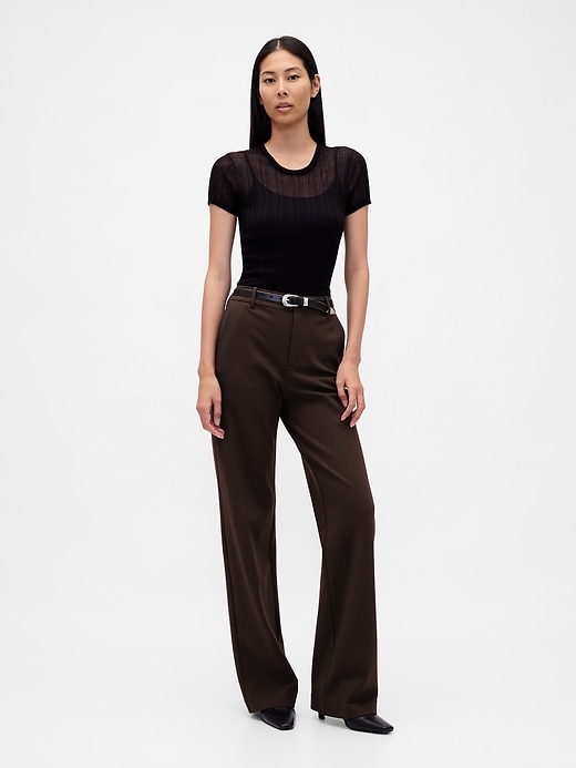Image number 1 showing, High Rise Ponte Wide-Leg Pants