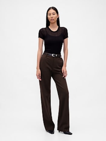 High Rise Ponte Wide-Leg Pants