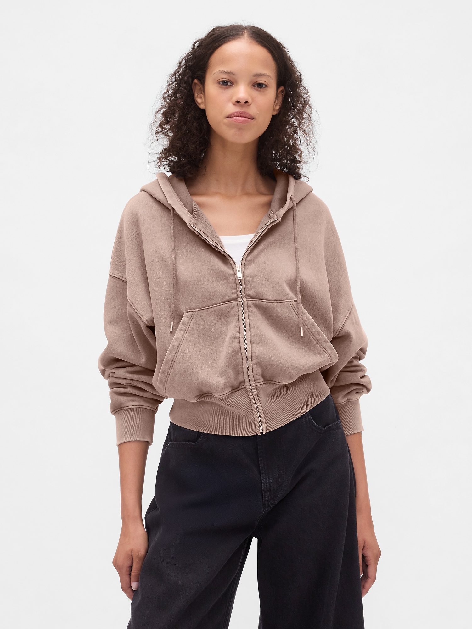 VintageSoft Full-Zip Wedge Hoodie - Plymouth Rock Brown Wash