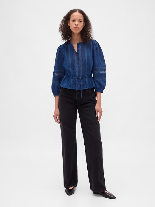 Image number 2 showing, Lace-Trim Voile Top
