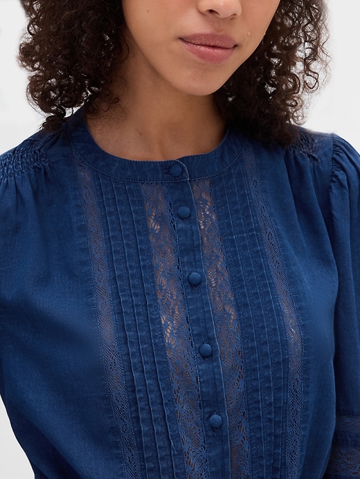 Image number 4 showing, Lace-Trim Voile Top