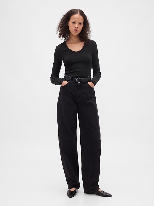 2 of 8 showing, with the color Black of product Sheer Modern Rib T-Shirt