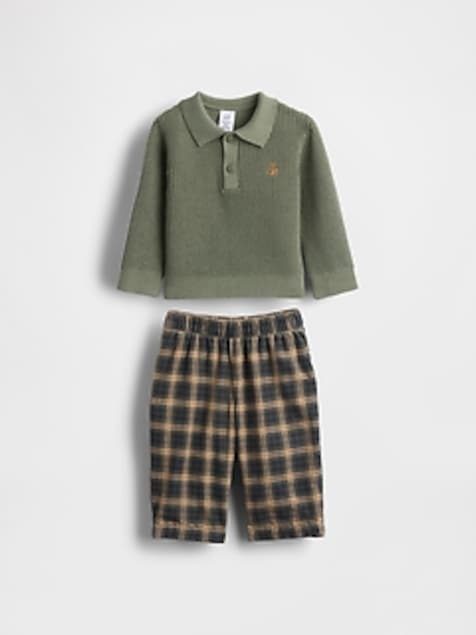 Baby Waffle Polo Outfit Set