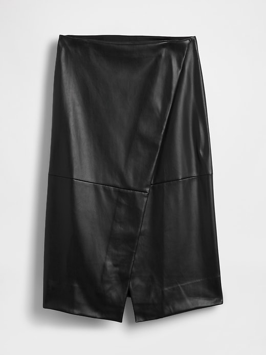 Image number 5 showing, Recycled Vegan Leather Midi Wrap Skirt