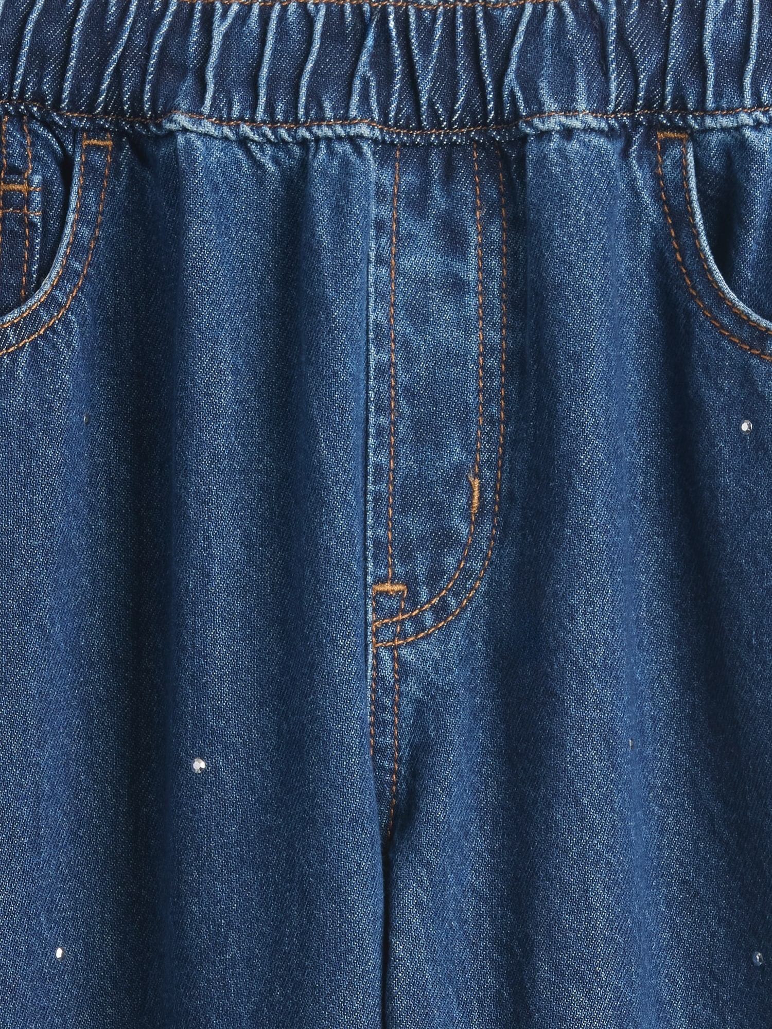 Kids High Rise Rhinestone Easy Barrel Jeans