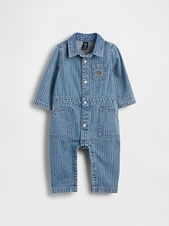 Baby Denim Stripe Utility One-Piece