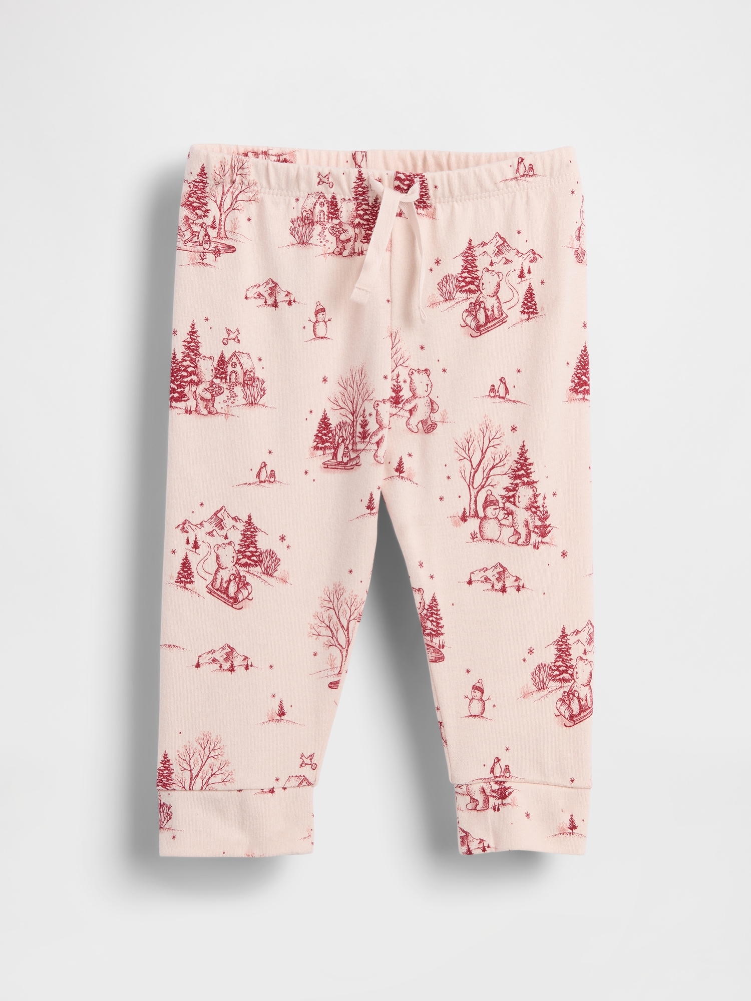 Baby First Favorites Organic Cotton Pull-On Pants - Barely Pink Toile