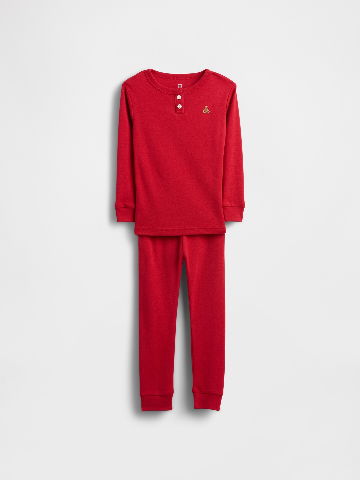 Gap Kids' Baby & Toddler Organic Brushed Cotton Henley Pj Set In Red