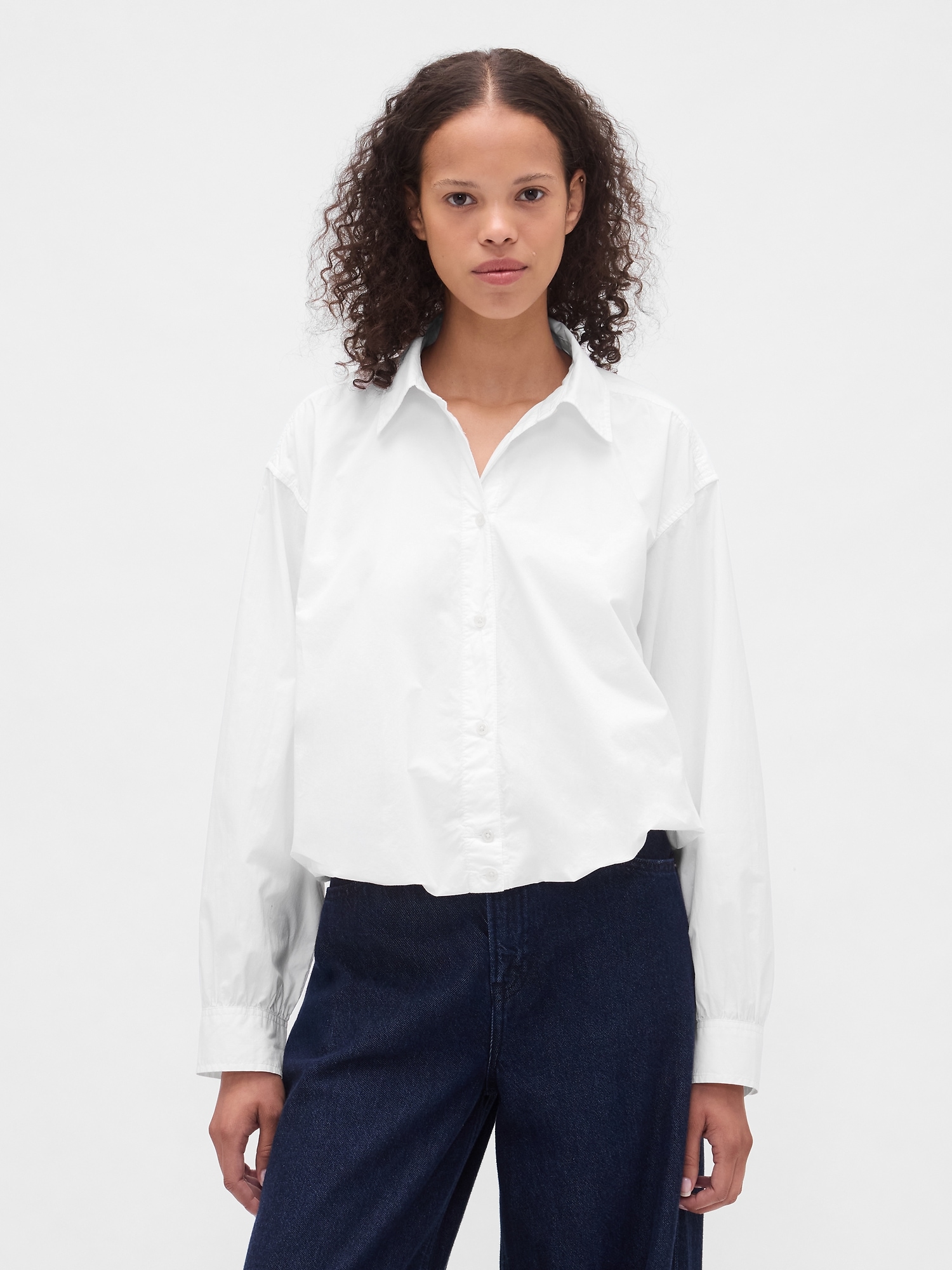 Bubble Hem Shirt - Optic White