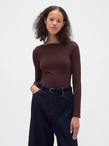 CloseKnit Jersey Boatneck Open-Back T-Shirt