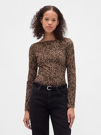 CloseKnit Jersey Boatneck Open-Back T-Shirt