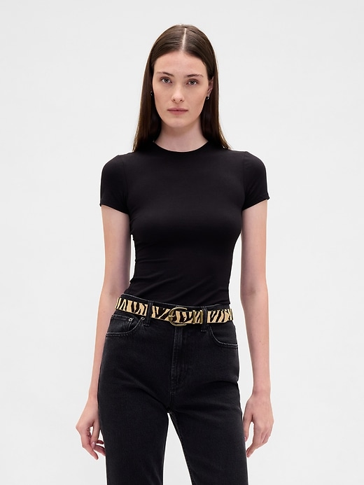 Image number 2 showing, Tiger Print Calf Hair Belt