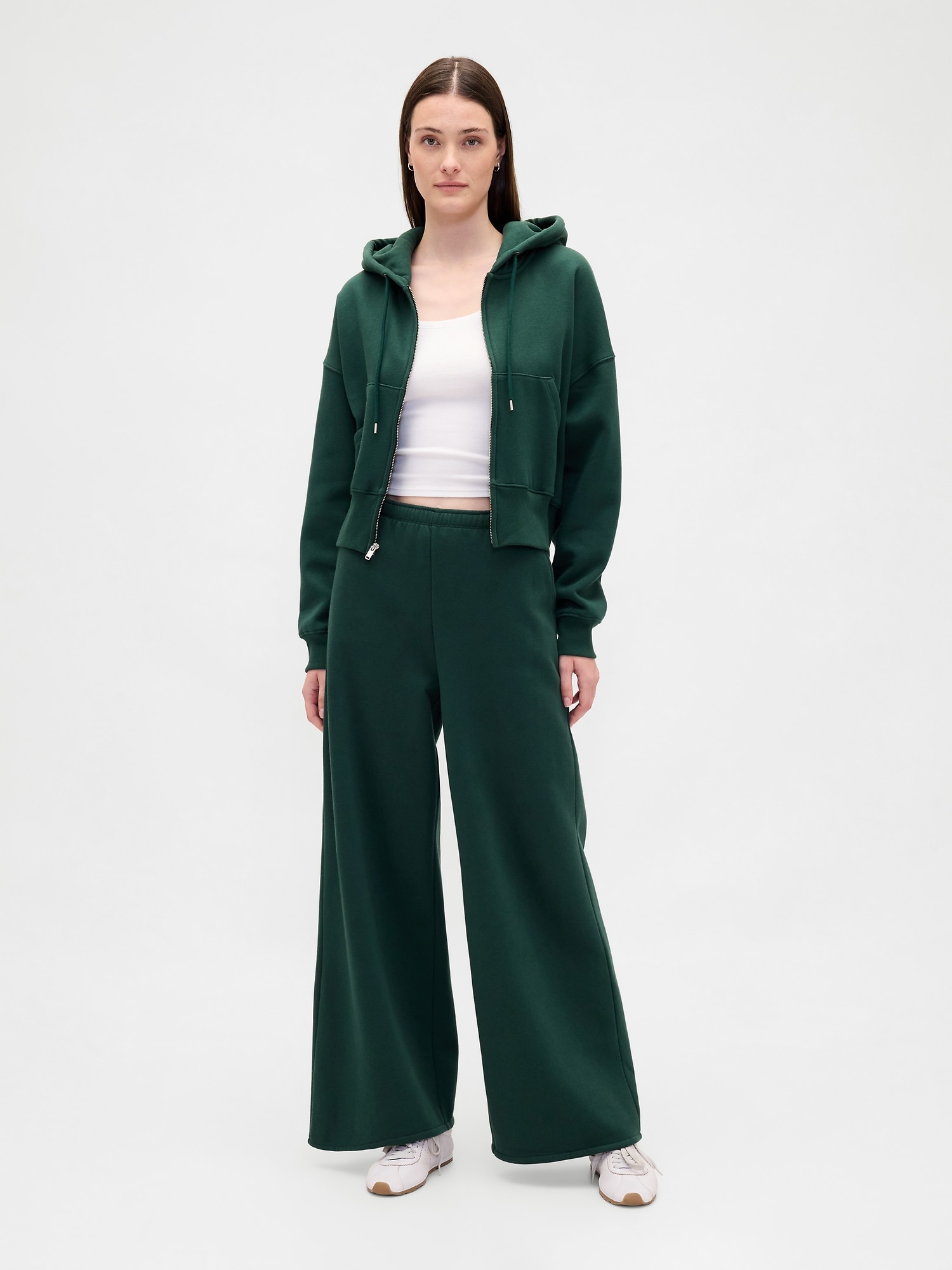 VintageSoft Baggy Wide-Leg Sweatpants - Deep Hunter Green