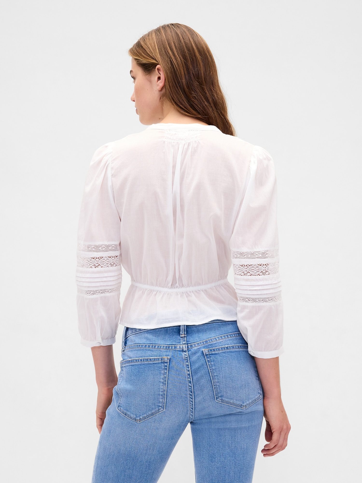 Lace-Trim Voile Crop Top