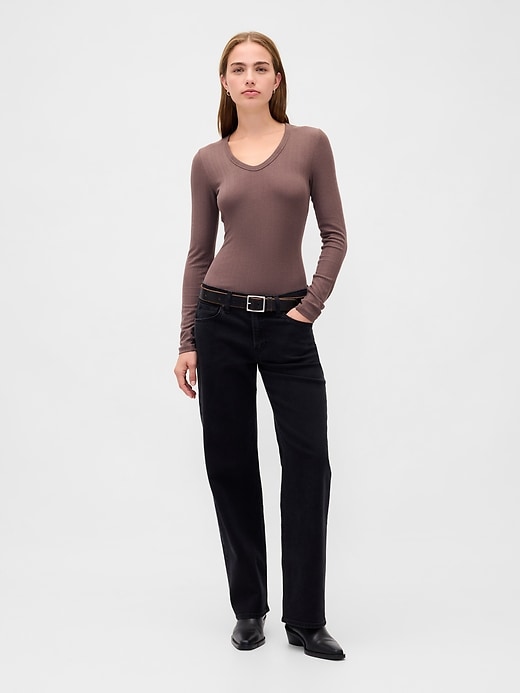 2 of 8 showing, with the color Toasted almond brown of product Sheer Modern Rib T-Shirt