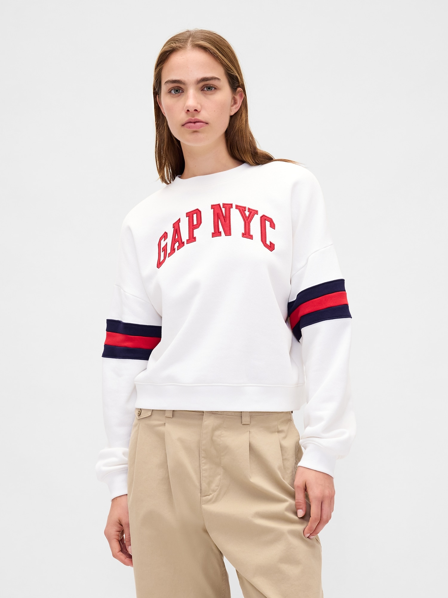 Gap Vintagesoft Logo Wedge Sweatshirt In White