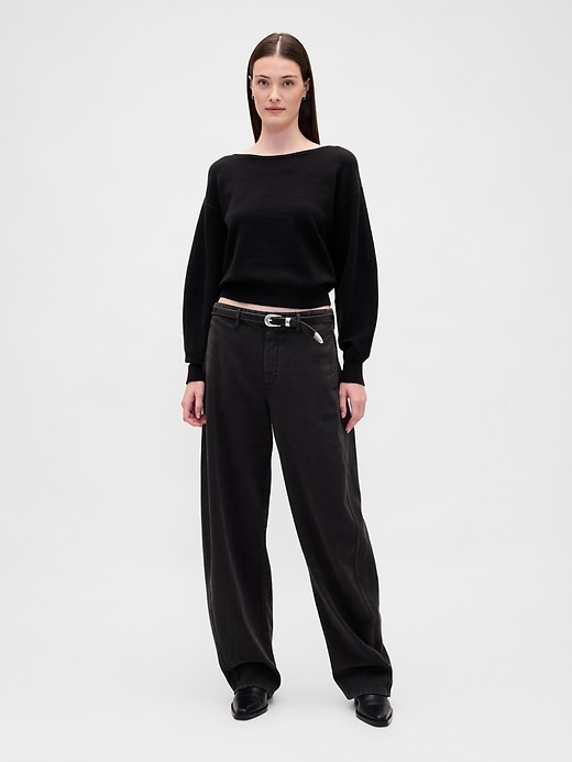 Image number 2 showing, CashSoft Stretch Lantern-Sleeve Crop Sweater