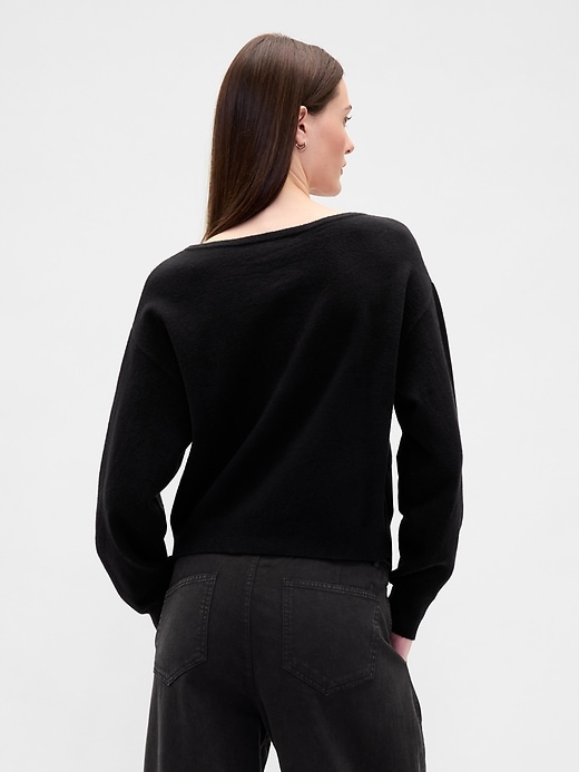 Image number 3 showing, CashSoft Stretch Lantern-Sleeve Crop Sweater