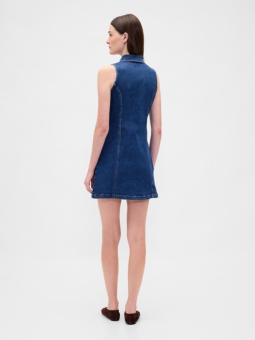 Image number 2 showing, Denim Collared Shift Mini Dress