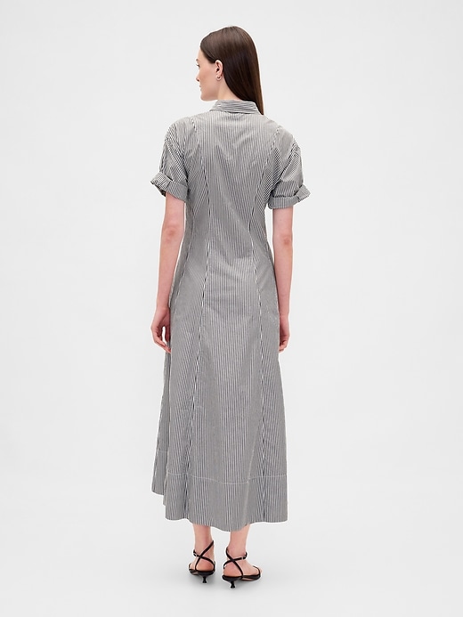 Image number 2 showing, Poplin Roll-Cuff Midi Shirtdress