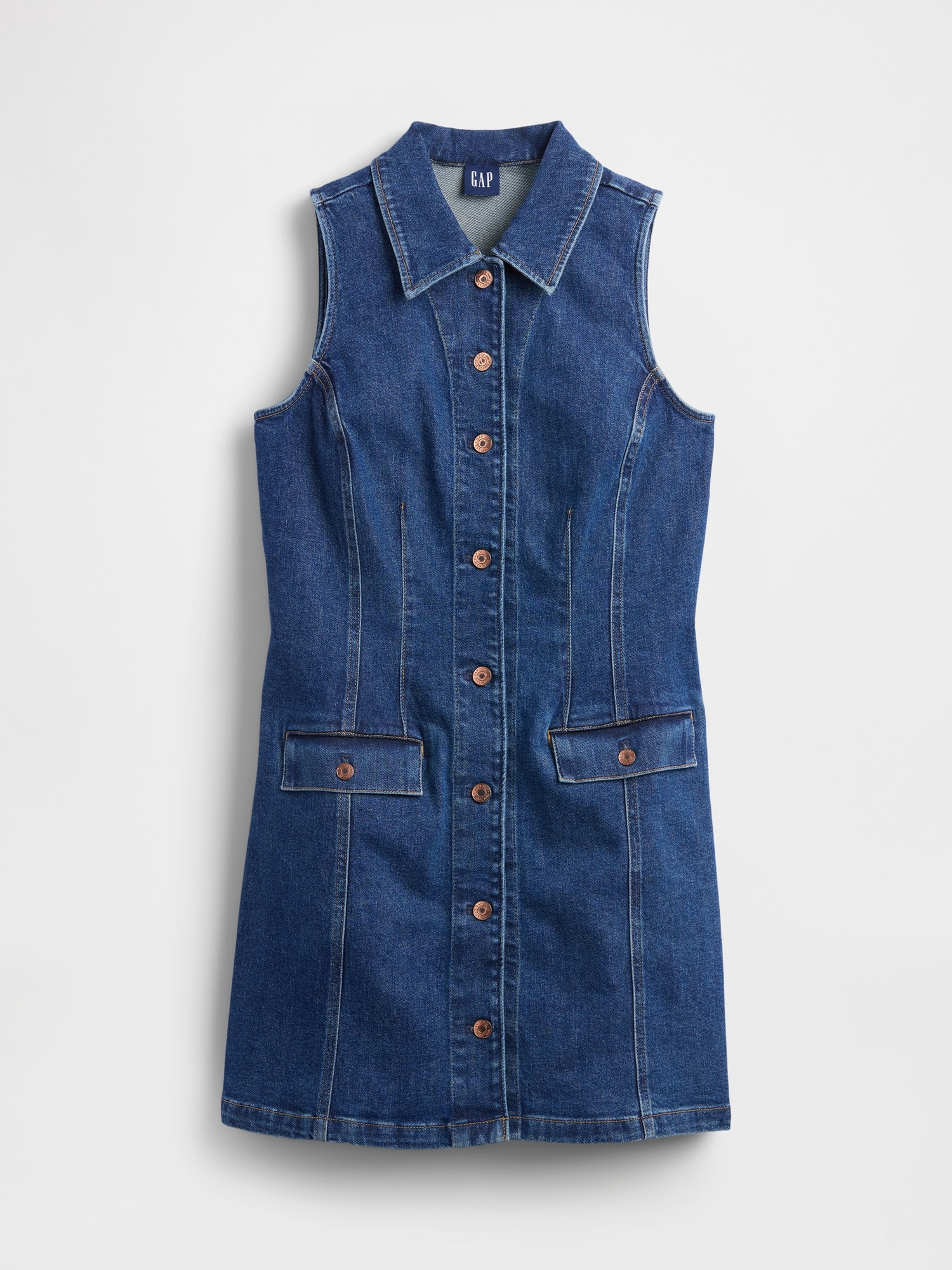 Denim Collared Shift Mini Dress