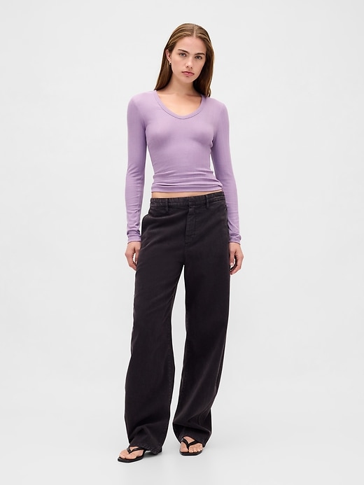 2 of 8 showing, with the color Purple of product Sheer Modern Rib T-Shirt